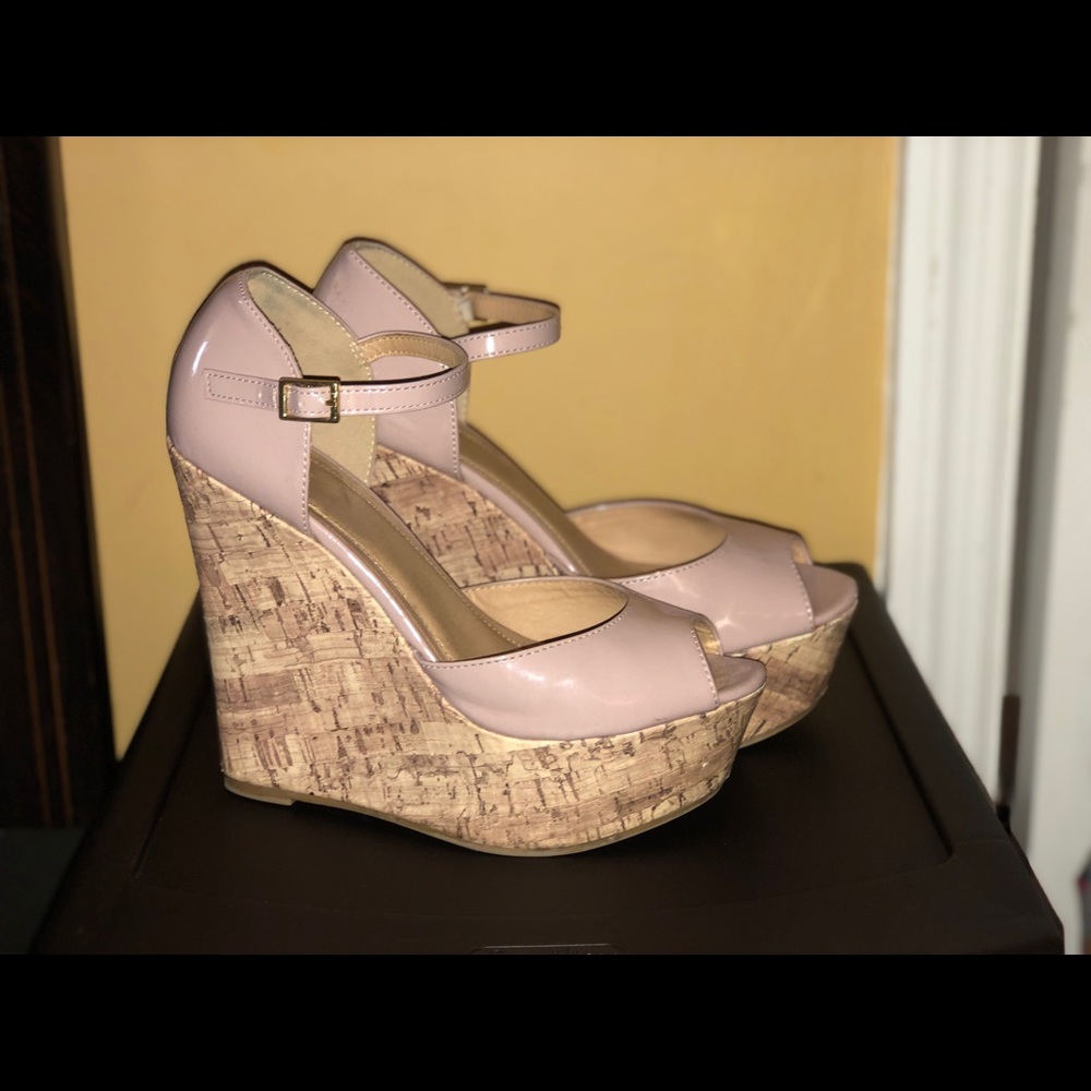 Blush Cork Wedges